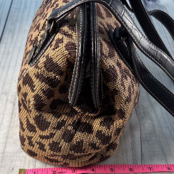 The Sak Animal Print Knit Vintage Style Purse Handbag Shoulder Bag Double Handle - Picture 4 of 11
